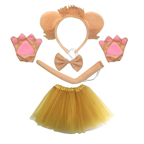Kostüm-Set, Ohren, Stirnband, Schwanz, Handschuhe, Schleife, Tutu, Tier-Kostüm, Zubehör, Halloween, Cosplay, für Herren von Sweeaau