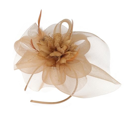 Netz-Blumenkostüm, Haarband mit gefiederten Dekoren für Damen, besondere Anlässe, Pferderennen, Veranstaltungen, Bankett, Kopfschmuck, Netz-Kopfschmuck für Damen Netz-Blumenkostüm, Haarband mit gefiederten Dekoren für Damen, besondere Anlässe, Pferderennen, Veranstaltungen, Bankett, Kopfschmuck, Netz-Kopfschmuck für Damen von Sweeaau