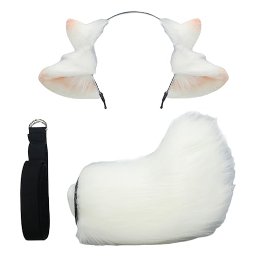 Schaf-Rollenspiel-Outfit, Zubehör mit Schaf-Ohren-Haarband, Plüschschwanz, Halloween-Tier-Schaf-Kostüm für Damen, Kinder, Cospla, Tierohr-Stirnband, Zubehör Schaf-Rollenspiel-Outfit, Zubehör mit Schaf-Ohren-Haarband, Plüschschwanz, Halloween-Tier-Schaf-Kostüm für Damen, Kinder, Cospla, Tierohr-Stirnband, Zubehör von Sweeaau