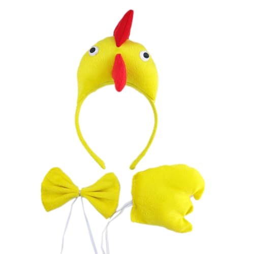 Sweeaau 3-teiliges Kinderkostüm mit Hahn, Heandband, Fliege und Schwanz, Halloween, Huhn, bequemes Haar von Sweeaau