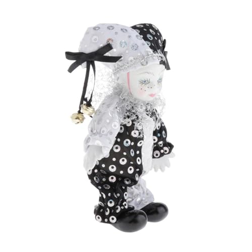 Sweeaau Antike Clown-Puppe aus Keramik mit Glasaugen, funkelnde Details, Outfit für Zuhause, Büro, Bücherregal, Dekoration, Arrangement, Sammlerstück von Sweeaau