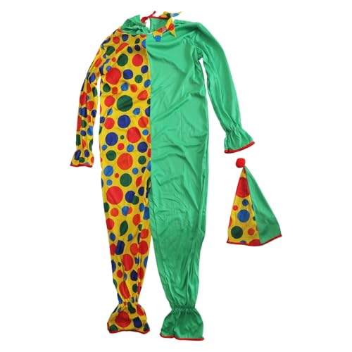 Sweeaau Clown-Kostüm für Erwachsene, mit Regenbogen-Perücke, Kopfbedeckung, Overall, Halloween, Cosplay, Kostüme für Damen und Herren, 2 Stück von Sweeaau