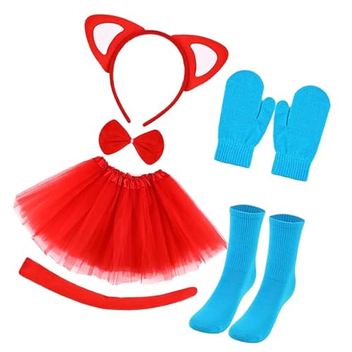 Sweeaau Cosplay-Zubehör für Kinder, Katzen, Schwanz, Ohr, Stirnband, Fliege, Handschuhe, Socken, Halloween-Kostüm-Set für Jungen und Mädchen Sweeaau Cosplay-Zubehör für Kinder, Katzen, Schwanz, Ohr, Stirnband, Fliege, Handschuhe, Socken, Halloween-Kostüm-Set für Jungen und Mädchen von Sweeaau