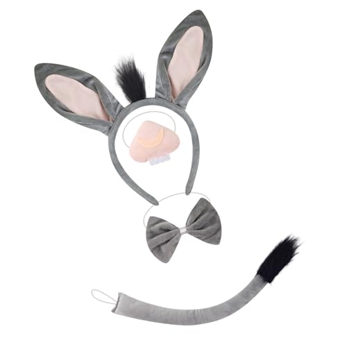 Sweeaau Esel-Tierverkleidungs-Outfit, Halloween-Kostüm, Zubehör für Kinder, Jungen, Mädchen, Cosplay, Geburtstag, Halloween, Cosplay, einzigartige Ohren von Sweeaau