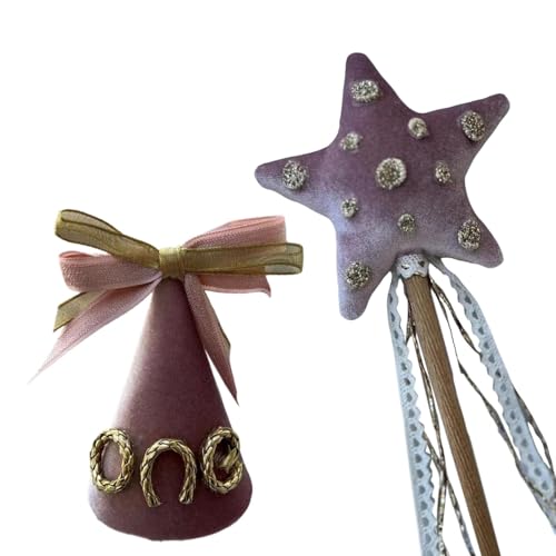 Sweeaau Glitzernder Stern Strass Zauberstab samtige Schleife Kopfbedeckung Kinder Geburtstag Hut Feier Kostüm Kopfbedeckung Kinder Dress Up Geburtstag Zubehör von Sweeaau
