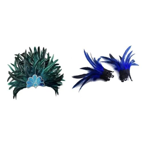 Sweeaau Hellblaues gefiedertes Haarteil und Handgelenk-Set, Cosplay-Zubehör für Halloween-Partys, Kostümdekorationen, Halloween, Federhaar- und Handdekorationen Sweeaau Hellblaues gefiedertes Haarteil und Handgelenk-Set, Cosplay-Zubehör für Halloween-Partys, Kostümdekorationen, Halloween, Federhaar- und Handdekorationen von Sweeaau