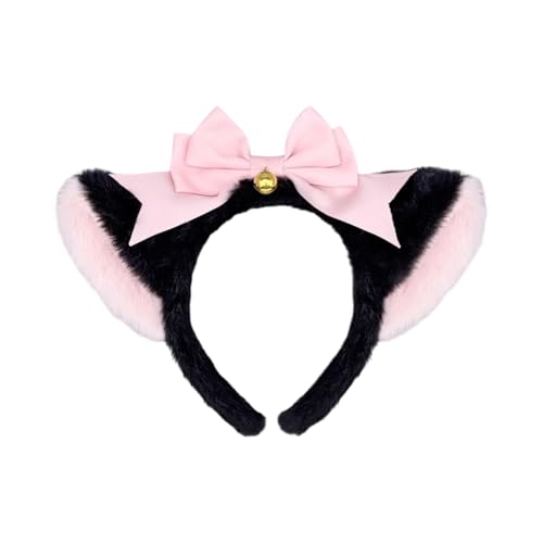 Sweeaau Kätzchen-Cosplay-Kostüm, Tierohren-Haarreif, Schleifenschwanz für Damen, Mädchen, Halloween, Rollenspiel, Tier-Outfit, Zubehör, bequemes Stirnband von Sweeaau
