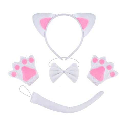 Sweeaau Katzenkostüm mit Katzenschwanz, Fliege, Handschuh und Stirnband, Halloween-Tier-Outfit für Kinder, Damen, Halloween, Cosplay, einzigartige Catwear Sweeaau Katzenkostüm mit Katzenschwanz, Fliege, Handschuh und Stirnband, Halloween-Tier-Outfit für Kinder, Damen, Halloween, Cosplay, einzigartige Catwear von Sweeaau