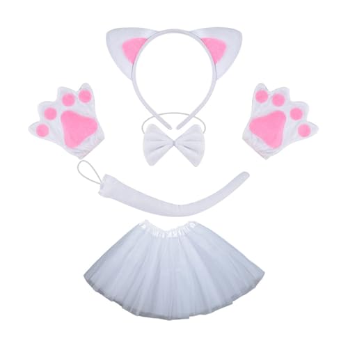 Sweeaau Katzenkostüm mit Katzenschwanz, Fliege, Handschuh und Stirnband, Halloween-Tier-Outfit für Kinder, Damen, Halloween, Cosplay, einzigartige Catwear Sweeaau Katzenkostüm mit Katzenschwanz, Fliege, Handschuh und Stirnband, Halloween-Tier-Outfit für Kinder, Damen, Halloween, Cosplay, einzigartige Catwear von Sweeaau