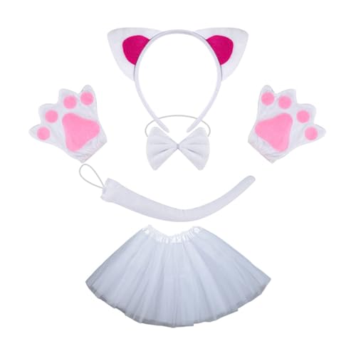 Sweeaau Katzenkostüm mit Katzenschwanz, Fliege, Handschuh und Stirnband, Halloween-Tier-Outfit für Kinder, Damen, Halloween, Cosplay, einzigartige Catwear Sweeaau Katzenkostüm mit Katzenschwanz, Fliege, Handschuh und Stirnband, Halloween-Tier-Outfit für Kinder, Damen, Halloween, Cosplay, einzigartige Catwear von Sweeaau