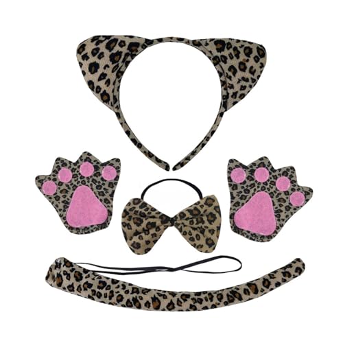 Sweeaau Katzenkostüm mit Katzenschwanz, Fliege, Handschuh und Stirnband, Halloween-Tier-Outfit für Kinder, Damen, Halloween, Cosplay, einzigartige Catwear Sweeaau Katzenkostüm mit Katzenschwanz, Fliege, Handschuh und Stirnband, Halloween-Tier-Outfit für Kinder, Damen, Halloween, Cosplay, einzigartige Catwear von Sweeaau