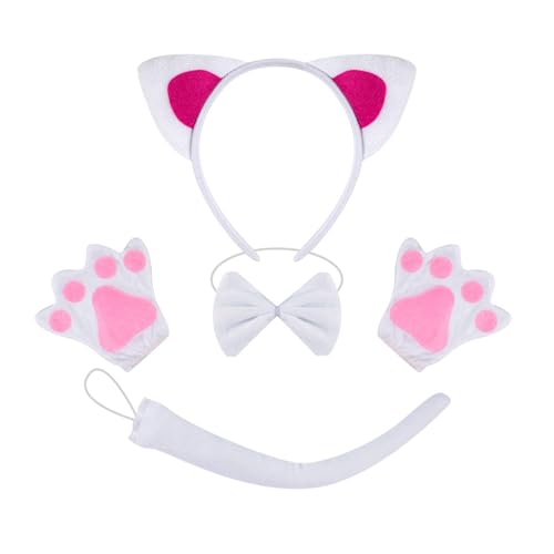Sweeaau Katzenkostüm mit Katzenschwanz, Fliege, Handschuh und Stirnband, Halloween-Tier-Outfit für Kinder, Damen, Halloween, Cosplay, einzigartige Catwear Sweeaau Katzenkostüm mit Katzenschwanz, Fliege, Handschuh und Stirnband, Halloween-Tier-Outfit für Kinder, Damen, Halloween, Cosplay, einzigartige Catwear von Sweeaau