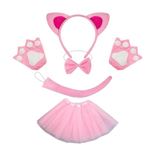 Sweeaau Katzenkostüm mit Katzenschwanz, Fliege, Handschuh und Stirnband, Halloween-Tier-Outfit für Kinder, Damen, Halloween, Cosplay, einzigartige Catwear Sweeaau Katzenkostüm mit Katzenschwanz, Fliege, Handschuh und Stirnband, Halloween-Tier-Outfit für Kinder, Damen, Halloween, Cosplay, einzigartige Catwear von Sweeaau