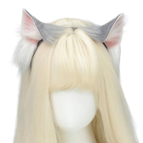 Sweeaau Katzenohr-Stirnband, Katzenschwanz, Kostüm, pelziger Ohr, pelziger Schwanz, Halloween, Cosplay, Zubehör für Frauen, Maskerade, weiche Plüschohren von Sweeaau
