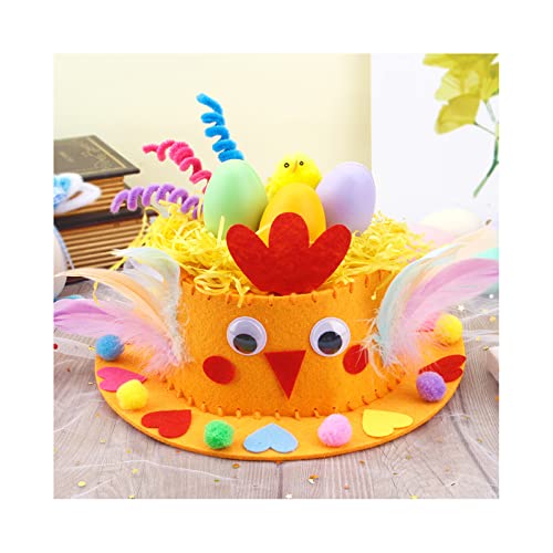 Sweeaau Kinder Ostern Vliesstoff Hut Kit Ei Kit handgefertigt für Kinder Urlaub Cartoon Kappe Partyzubehör Partyhüte von Sweeaau