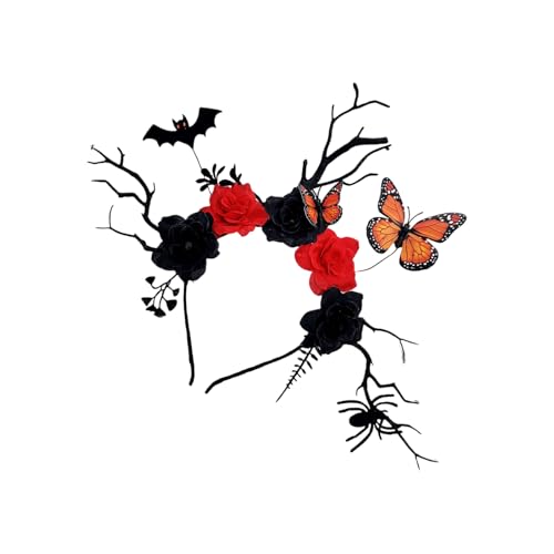 Sweeaau Leichtes Halloween-Stirnband, Haarschmuck, Blumenzweig, Hirschgeweih und Schmetterling, für Kostümpartys, Kunstharz, Halloween-Haarschmuck Sweeaau Leichtes Halloween-Stirnband, Haarschmuck, Blumenzweig, Hirschgeweih und Schmetterling, für Kostümpartys, Kunstharz, Halloween-Haarschmuck von Sweeaau