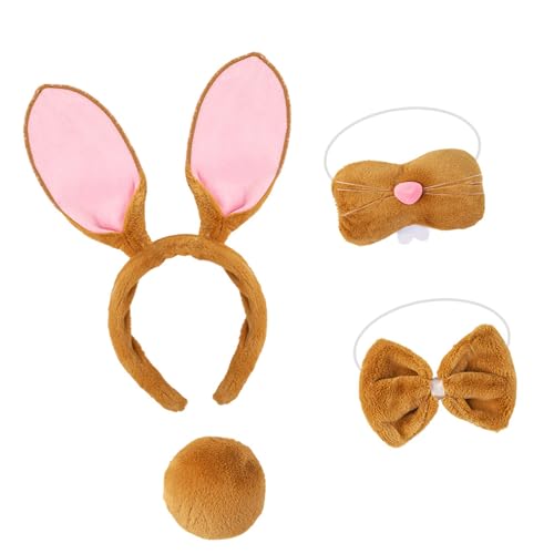 Sweeaau Osterhasen-Kostüm-Zubehör-Set mit Hasenohren, Stirnband, Fliege, Schwanz, Hase, Nase, Halloween, Cosplay, Halloween, Cosplay-Kostüme Sweeaau Osterhasen-Kostüm-Zubehör-Set mit Hasenohren, Stirnband, Fliege, Schwanz, Hase, Nase, Halloween, Cosplay, Halloween, Cosplay-Kostüme von Sweeaau