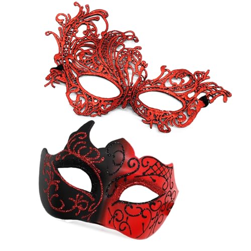 Sweeaau Paar Maskerade Venezianer Party Halloween Kostüm Karneval für Paare Frauen Männer Halbgesicht Cosplay Sweeaau Paar Maskerade Venezianer Party Halloween Kostüm Karneval für Paare Frauen Männer Halbgesicht Cosplay von Sweeaau