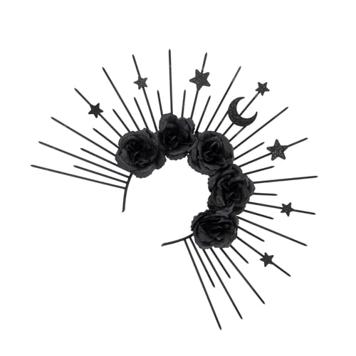 Sweeaau Punk Kronen Stirnband für Frauen Cosplay Barock Mond Blume Haarband Halloween Feier Party Kopfschmuck Gothic Stirnband Sweeaau Punk Kronen Stirnband für Frauen Cosplay Barock Mond Blume Haarband Halloween Feier Party Kopfschmuck Gothic Stirnband von Sweeaau