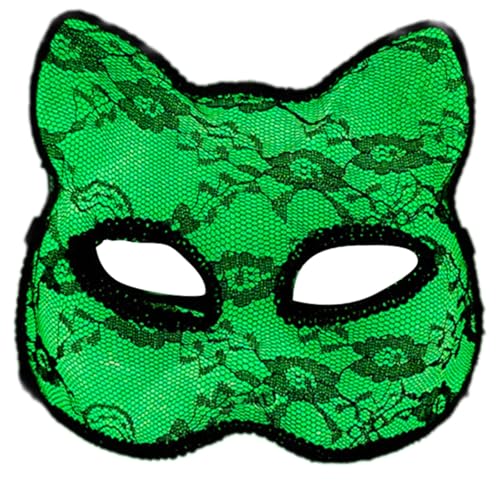 Sweeaau Spitzenkatzen, halbes Gesicht, Cosplay, , Halloween, Maskerade, Ball, ausgefallenes Frauenkostüm, Nachtlicht, halbes Gesicht von Sweeaau
