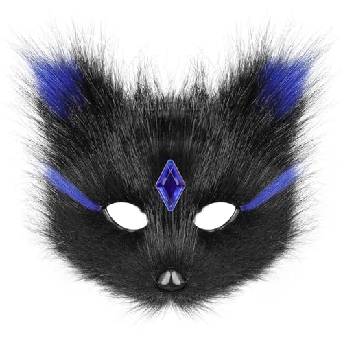 Sweeaau Strassverziertes Plüsch-Halbgesicht für Partys, elegantes Katzen-Design, Füchse, bequem, atmungsaktiv, luxuriös, pelziger Ball Sweeaau Strassverziertes Plüsch-Halbgesicht für Partys, elegantes Katzen-Design, Füchse, bequem, atmungsaktiv, luxuriös, pelziger Ball von Sweeaau