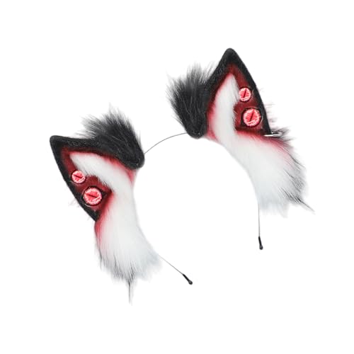 Sweeaau Teufelsohren Haarband Kostüm Kopfschmuck mit biegbarem Rahmen Plüsch für Rollenspiel-Enthusiasten und Halloween-Event Plüsch Rollenspiel Haarband für Halloween von Sweeaau