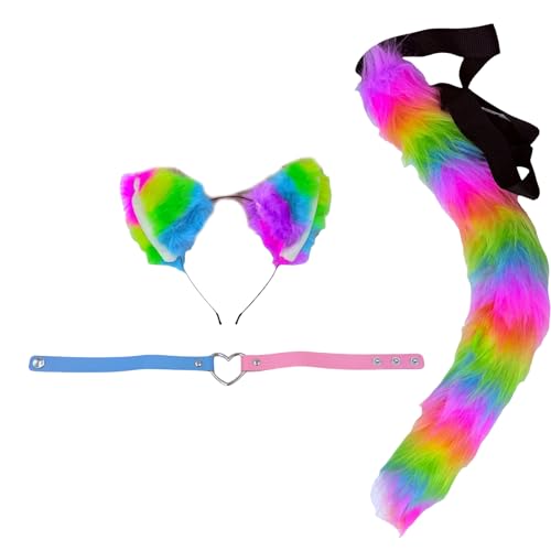 Sweeaau Tier-Cosplay-Kostüm, Katzen, Ohren, Füchse, Schwanz, Plüsch, flauschig, Tierohren, Haarreif, Füchse, Schwanz, Halloween, Verkleidung, Party, Requisiten, Katzenohren, Stirnbänder Sweeaau Tier-Cosplay-Kostüm, Katzen, Ohren, Füchse, Schwanz, Plüsch, flauschig, Tierohren, Haarreif, Füchse, Schwanz, Halloween, Verkleidung, Party, Requisiten, Katzenohren, Stirnbänder von Sweeaau