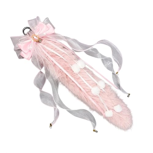 Sweeaau Wolf Rollenspiel-Outfit, Zubehör, pelziger Schwanz, Plüsch-Ohr-Stirnband mit Schleife, Dekoration, für Damen, Halloween, Tierkostüm, pelziges Wolfsohr-Stirnband von Sweeaau