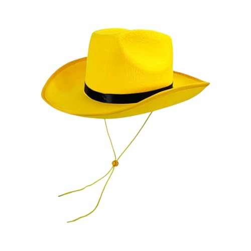 Westernhut mit gelbem Rand und Schnurrbart, Vintage-Kostüm, Sonnenschutz für Herren, Teenager, Cosplay, Rollenspiel-Outfit von Sweeaau