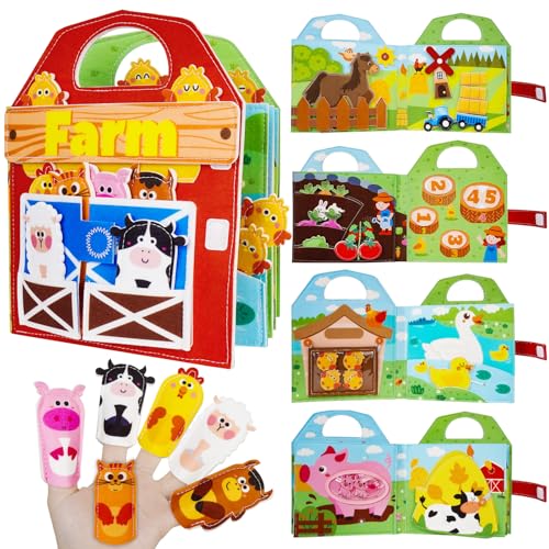 Busy Board Montessori Spielzeug ab 1 Jahr, 3D Filz Bauernhof Quiet Book, Baby Geschenk für Mädchen & Jungen, Montessori Spielzeug ab 1 2 3 4 5 Jahr von Sweetone