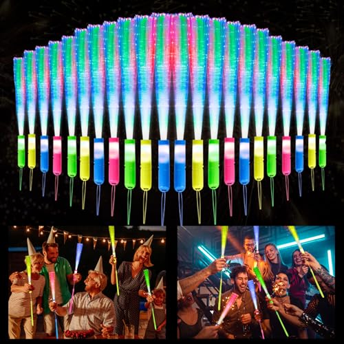LED Leuchtstäbe, 24 Stück Knicklichter Party Set Leuchtwedel, Leuchtstab Glasfaser mit 3 Modi Blinkende, Leuchtstäbe Partyzubehör für Kinder Mitgebsel Kindergeburtstag, Hochzeit, Party, Konzert LED Leuchtstäbe, 24 Stück Knicklichter Party Set Leuchtwedel, Leuchtstab Glasfaser mit 3 Modi Blinkende, Leuchtstäbe Partyzubehör für Kinder Mitgebsel Kindergeburtstag, Hochzeit, Party, Konzert von Sweetone