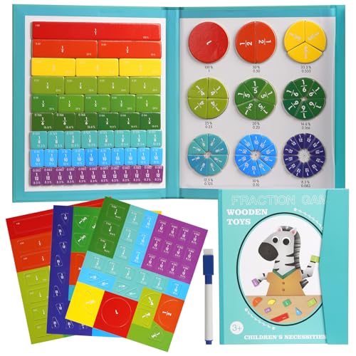 Sweetone Magnetic Fraction Tiles und Bruchrechenkreise, Holz Bruchrechnen Montessori Material, Bruchrechenteile Math Manipulatives, Mathematik-Lernhilfsmittel für Vorschule und Grundschule von Sweetone