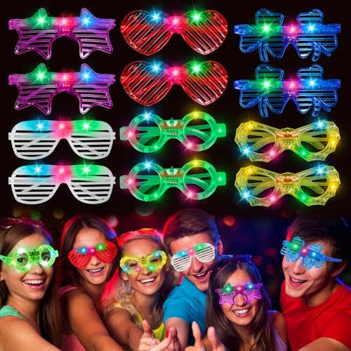 Sweetone LED Brille, 12 Stück LED Partybrille, Leuchten Brille, Neon party Brille, LED Brille für Party, LED Leuchtbrille für Geburtstagsfeier, Karneval, Halloween, Party, Konzert von Sweetone