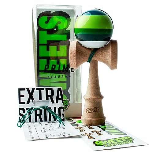 Sweets Kendamas 5-Streifen Prime Kendama – Alle Ebenen, Streifendesign, Extra String Accessoire Bundle (Dougie) von Sweets Kendamas