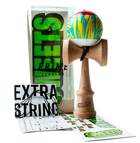 Sweets Kendamas Grain Split 2.0 Prime Kendama, Premium-Skill-Spielzeug, Extra-String-Zubehör, Geschenkpaket (CMYK) von Sweets Kendamas