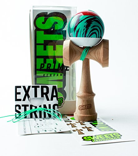 Sweets Kendamas Grain Split 2.0 Prime Kendama, Premium-Skill-Spielzeug, Extra-String-Zubehör, Geschenkpaket (Laser Tag) von Sweets Kendamas