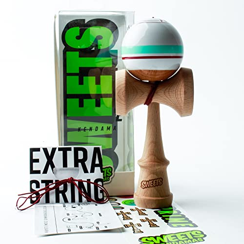 Sweets Kendamas Prime Sport Stripe Kendama – klebrige Farbe, Streifendesign, Extra-String-Zubehör-Geschenkpaket (Avalanche) von Sweets Kendamas