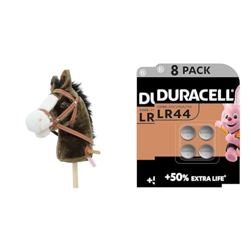 My Little Pony” Chocolate, super süss, mit Funktion Gewieher und Galoppgeräusch + Duracell Specialty LR44 Alkali-Knopfzelle 1,5 V, 8er-Packung (76A/A76/V13GA) entwickelt für die Verwendung in Spielsa von Sweety Toys