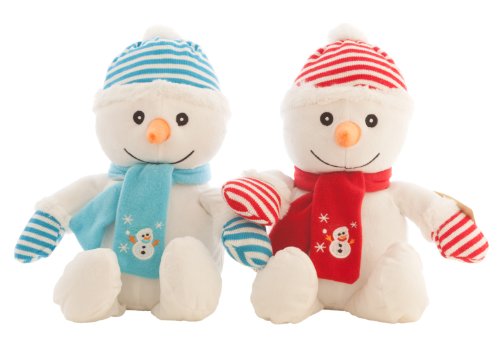 Sweety-Toys Schneemann Doppelpack 2 Stück Weihnachten Teddy Teddybär Plüschbär Christmas Snowman super -süß, Kuscheltier,Schneemänner mit Bommelmütze mit Schal und Handschuhe von Sweety-Toys