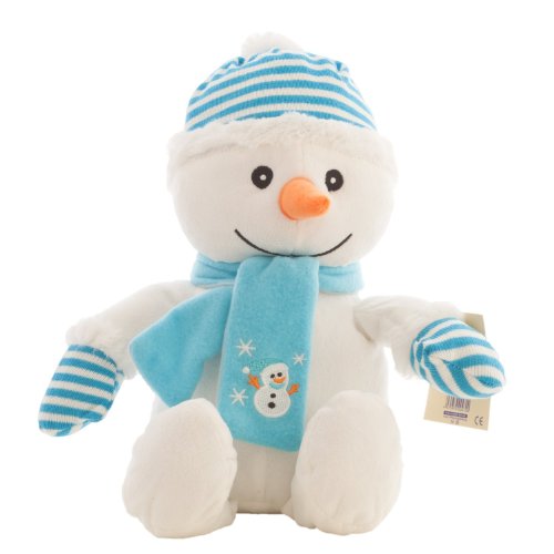 Schneemann TeddyBär Weihnachtsmann Plüsch Stoff Puppen Deko 38cm (Weiß-Blau) von Sweety-Toys