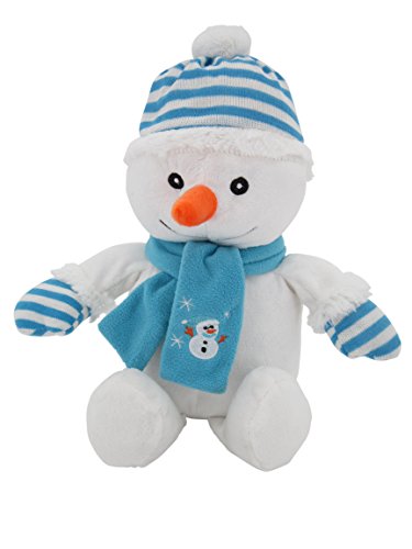 Sweety-Toys Schneemann blau Weihnachtsmann 42 cm, supersüss mit Bommelmütze und Schal,Plüschbär Teddy Teddybär von Sweety-Toys