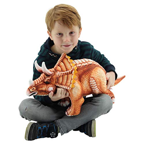 Sweety Toys 10844 Plüsch Dinosaurier 62 cm braun Triceratops -Dreihorngesicht - von Sweety Toys