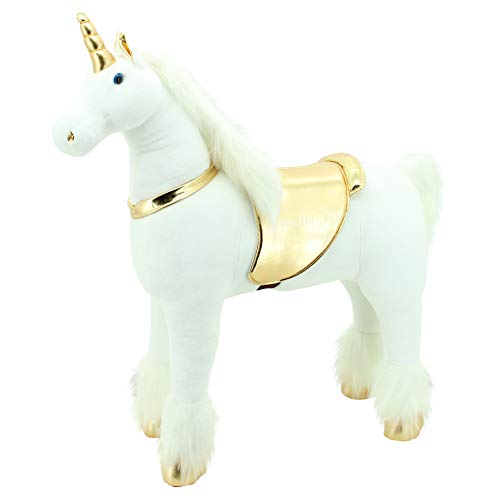 Sweety Toys 11315 Plüsch Stehpferd Einhorn Höhe 110 cm Riesenpferd Robustes, stabiles Reitpferd Stahlunterbau von Sweety Toys