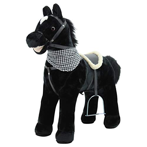 Sweety Toys 12664 Stehpferd Plüsch BLACKY ” My Little Pony” mit Funktion Sound Pferde Galopp und Gewieher, Sattel und Steigbügel, schwarz von Sweety Toys