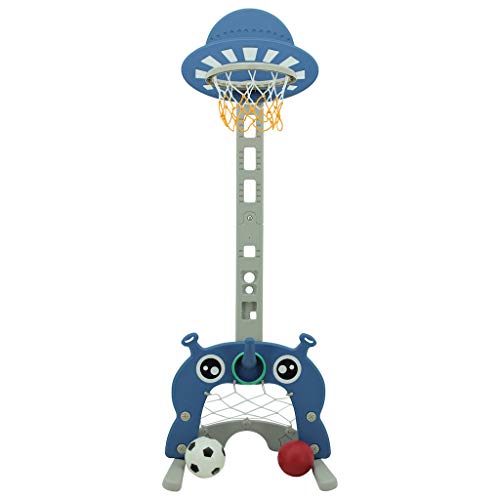 Sweety Toys 12749 Basketballkorb blau 3 in 1 Produkt- Ringe werfen, Fußballtor, Basketball von Sweety Toys