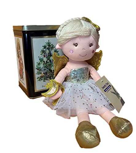 Sweety Toys 13500 Geschenkset 11742 Stoffpuppe Fee 30 cm Gold mit Geschenkdose, Weihnachtsgeschenkdose von Sweety Toys