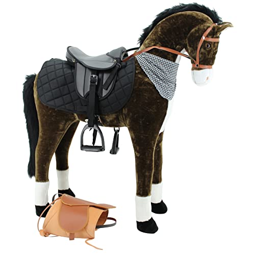 Sweety Toys 14132 Stehpferd Standpferd Reittier Plüschpferd Reitpferd 110 cm inkl. Sattel mit Steigbügeln von Sweety Toys