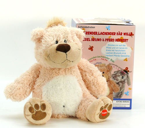 Sweety Toys 3754 Plüsch Bär Willi sitzend Höhe ca.24 cm, Drückt Man auf die Pfote fängt Willi im Kreis zu tanzen und fängt herzlich an zu Lachen Sweety Toys 3754 Plüsch Bär Willi sitzend Höhe ca.24 cm, Drückt Man auf die Pfote fängt Willi im Kreis zu tanzen und fängt herzlich an zu Lachen von Sweety Toys