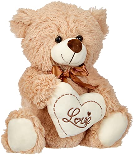 Sweety Toys 3877 Teddy Kuschelbär Plüschbär Herzbär LOVE, supersüss mit Herz hochwertige Stickerei " LOVE" beige-braun von Sweety Toys