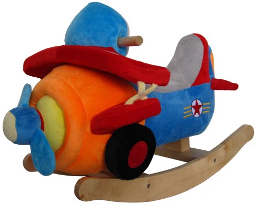 Sweety-Toys 4751 Schaukeltier Schaukelpferd,supersüss Flugzeug, Soft Plüsch,mit Sound 4-Fach, robust von Sweety-Toys